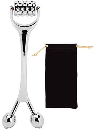 Rouleau de massage pour le visage en métal, pour réduire les rides dans le cou et les yeux Massage, Double Tête Favorisant L'absorption, pour drainage lymphatique Visage Lifting Réduire