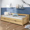 NITCA Tagesbett mit 2 Schubladen Bett mit Stauraum iRun Braun 90x200 cm Gästebett Tagesbetten Funktionsbett Einzelbett Bettrahmen Massivholz Kiefer
