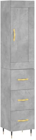 vidaXL Highboard, Sideboard mit viel Stauraum, Kommode Wohnzimmerschrank mit Tür Metallfüßen, Schrank Hochschrank Beistellschrank, Betongrau Holzwerkstoff