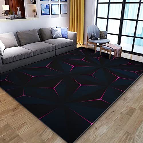 RUGMRZ Tapis Carreaux De Ciment Tapis Chien XXL Le Tapis de Salon au Design géométrique Triangulaire Bleu Violet Noir ne blesse Pas Le Sol Tapis pour Cuisine 140X200CM