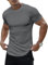 Meilicloth T-Shirt für Herren Kurzarm Muscle Shirts Herren Baumwolle Sportshirt Basic Rundhal Tee Slim Fit Sommer Leicht Männer Modern Muskelshirts Sport Tshirt Grau B M