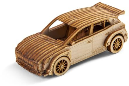 Skoda 6U0087558D Puzzle Miniatur 3D-Holzpuzzle Fabia RS Rally2, Maßstab 1:43, Braun