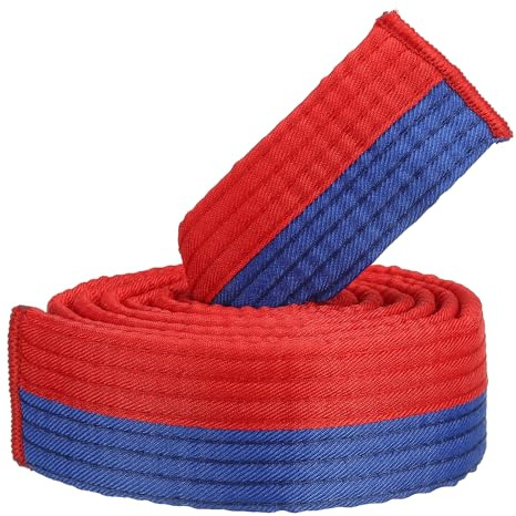PATIKIL Taekwondo Farbiger Ranggürtel, 1,6 x5,2 Ft 1,6 M Polyester Kampfsport Judo Karate Gürtel für Unterricht Praxis, Blau-Rot