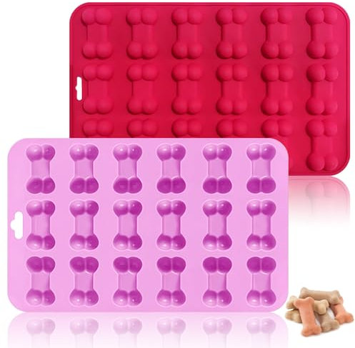 DHSWNNG Backmatte Hundekekse, 2 Stück Backmatte Hund Silikon Hundebackmatten Rechteckig Form Hundekekse Backform Antihaftend Silikonform Hundeknochen für DIY Hundeleckerlies Schokolade Süßigkeiten