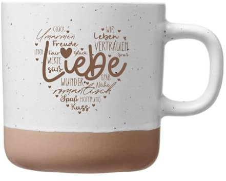 LIEBE Herz - Lasergravur auf einer weißen Keramik/Steingut Tasse mit 360ml