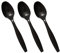 Venuscello 100 x Tithe Black Spoons Heavy Duty Plastic Cutlery Set Washable Reusable Ideal for Party | Kid's Parties | Buffets | Picnics | BBQ's | Weddings | Camping