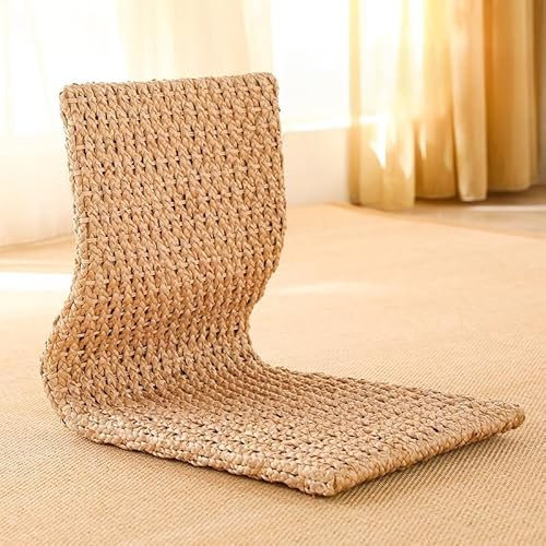 Generic Meditationsstuhl im japanischen Stil, Stroh, Beinlos, Meditationsstuhl mit Rückenlehne, Zaisu-Stuhl (aus Stroh B), Natur, TA01A