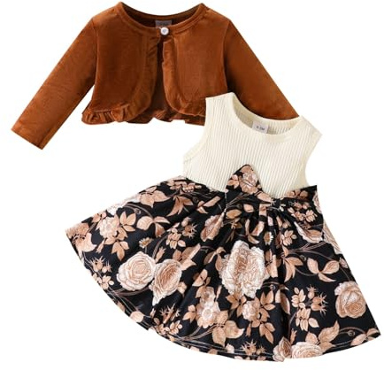 Uwdiohq Europa und die Vereinigten Staaten Baby Mädchen und Winter Langarm Mantel + Kleid Set 0 3 Mädchen Plüsch Mantel Weste Rock Stirnband Baby Mädchen Geschenk 6 Monate Mädchen