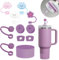Frundoo Stanley Cup Accesorios Traje Incluye 6 Tapas de Pajitas de Silicona, 2 Tapones para Pajitas, 2 Tapones Redondos y 1 Funda de Silicona para Vasos Stanley de 1,2 L y 850 ml(Productos patentados)