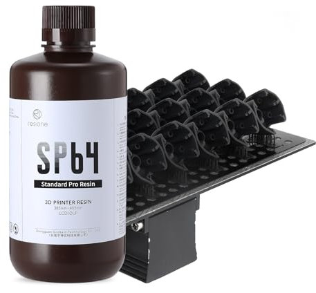 RESIONE SP64 3D Drucker Resin - UV 405nm Standard Pro Resin - Photopolymer-Kunstharz Flüssige 3D-Druckmaterialien Geringe Wasseraufnahme Einfach zu Drucken für LCD/DLP/MSLA 3D Drucker - Schwarz 1KG