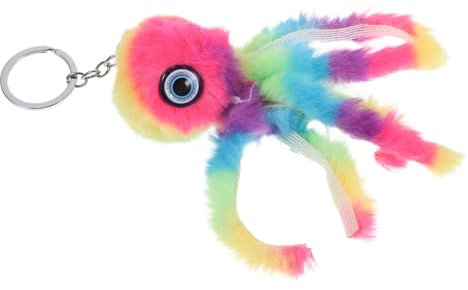 VICASKY Oktopus Plüsch Schlüsselanhänger Mit Metallring Weiche Bunte Plüschpuppe Leichter Schlüssel Und Taschenanhänger Für Kinder Und Freunde