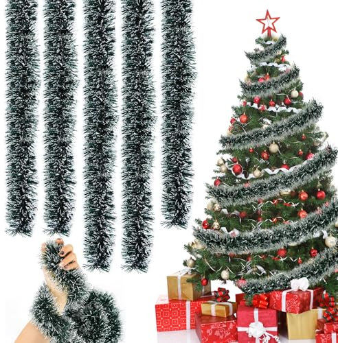 Ghirlanda Albero Natale, 5 Pezzi 2 metri Ghirlanda Natale Verde, Ghirlanda Natale Artificiale, Ghirlanda Natale Verde, Ghirlanda Natalizia, Natale Decorazioni per Scala, Finestre, Festa