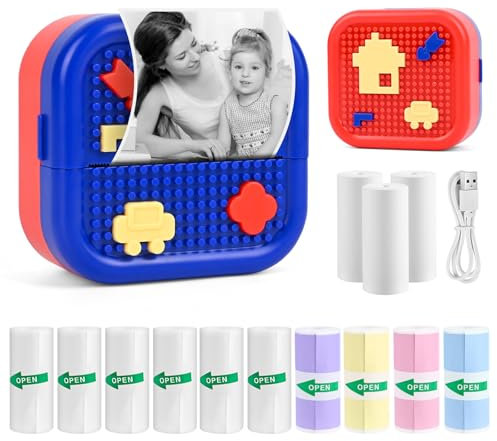 Ambesty Mini Drucker, Mobiler Fotodrucker, Tragbarer Mini Fotodrucker, Wireless Fotodrucker Thermodrucker, mit 13 Rollen,Smartphone Bluetooth Drucker,für Lernhilfe,Lernnotizen,Journal