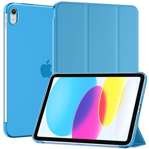 SUPFINE for iPad 10th Generation Case 10.9 inch 2022, Slim Stand Hard PC Translucent Back Shell Cover for iPad 10th Generation (Support Touch ID, Auto Wake/Sleep), Sky Blue
