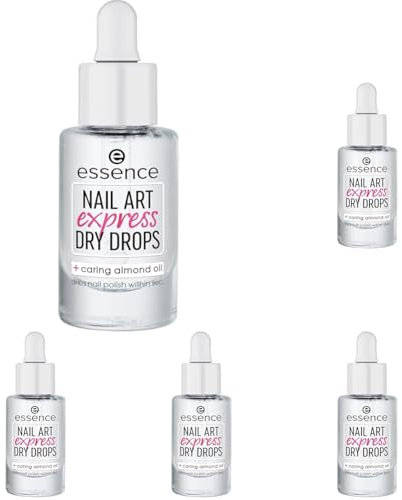 essence cosmetics nail art express dry drops, Nagellack Schnelltrockner, transparent, ohne Aceton, vegan, Mikroplastik Partikel frei (8ml) (Packung mit 5)
