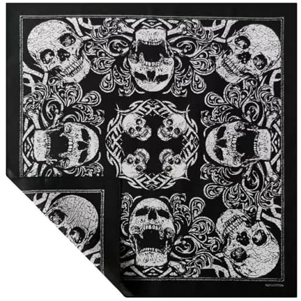 XBOKA Bandana mit Totenkopf-Aufdruck, für Erwachsene, Western-Paisleys, Bandanas, modisches Halstuch, Straßentanz, Kopftuch, Hiphop-Kopfbedeckung