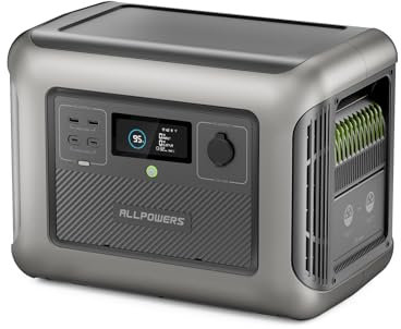 ALLPOWERS Zusatzbatterie B1000 für R1500 / R2500 Tragbares Powerstation, Solargenerator 1152Wh LiFePO4 Batterie mit 10 Jahren Lebensdauer für Notstromversorgung zu Hause, Outdoor, Wohnmobil, Camping