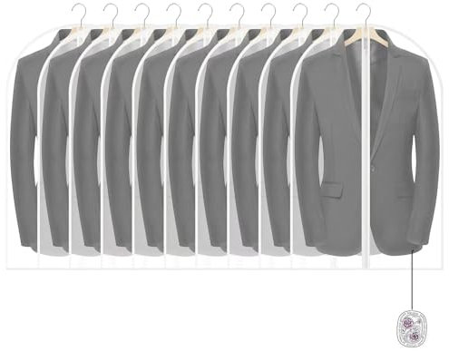 Peoueu Kleidersack,10 Stück Transparent Kleidersäcke mit Duftsäckchen,60 x 100cm Anzugtasche,Kleid Organizer Mottensicher,Kleiderschutzhülle für Abendkleid,Brautkleid,Mäntel,Hemden