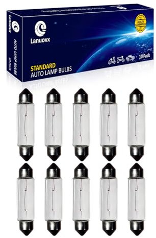 Lanuovx 10 Stück Soffittenlampe 12V 5W Sv8.5-8 T3.25 10x38mm Xenon-Licht Kennzeichenbeleuchtung, Innenraumlicht, Kofferraumlampe für PKW