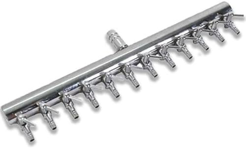 eco-filtration Stainless Steel 12-Way Air Pump Manifold - Tee Branch Air Distributor for Aquariums and Ponds - Durable with 9mm Barbed Fitting and 4mm Airline Compatibility