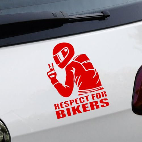Adesivo riflettente per auto, motivo Respect for Bikers, 14,9 cm x 11 cm, adesivo riflettente per auto per la sicurezza della guida, decalcomania decorativa per veicoli di berlina, moto, paraurti,