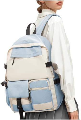 HYC00 School Backpack Womens Unisex School Bag for Girls Boys School Backpacks for Teenage Waterproof Laptop Rucksack Backpack for School Casual Daypacks Travel Backpack for College,Haze Blue