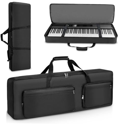 SUNDOY Keyboard Tasche – Gig Bag aus 600D Robustes Oxford-Gewebe, 10mm Schaumstoffpolsterung, Perfekt für den Transport von Keyboards, Musikzubehör und mehr
