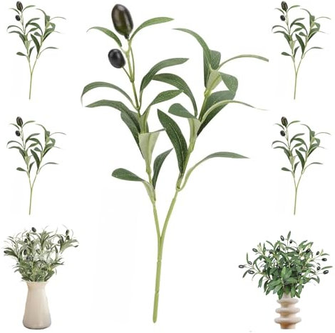 5 Piezas Ramas de Olivo Tallos de Hojas de Oliva Sintéticas Ramas Artificiales Decorativas para el Hogar Jardín Oficina Boda Decoración de Verdor