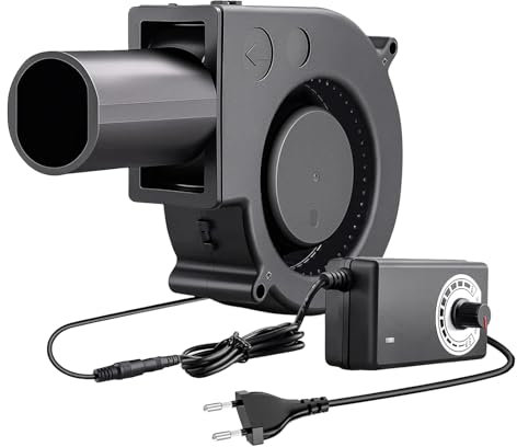 Radiallüfter 230v Regelbar, Gebläse Lüfter 97mm Turbinen mit Drehzahlregler 12V für Aufblasen, Heizgeräte Grill BBQ Picknick, Kühlung Lüfter für Haushaltsgeräte (mit Rohr)
