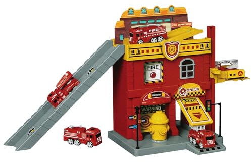 sarcia.eu Grand Parking, Garage Pompiers avec Accessoires, Jouet pour garçon 3+ (Pompiers)