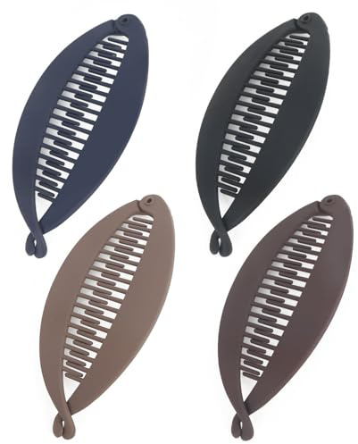MOTIBACK Set de 4 pinzas banana vintage para mujer, perfectas para cabello grueso y fino, grandes pinzas banana de cola de pez para todos los peinados y ocasiones