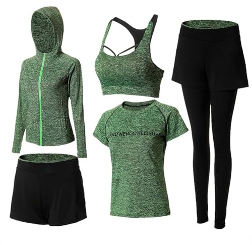 Sfwqoifou Sport Set Damen Fitness Bekleidung Yoga Jogginganzug Trainingsanzug Gym Sexy Sets Kleidung mit Hohe Taille Shorts 2 Teilig Sportset Outfit Workout