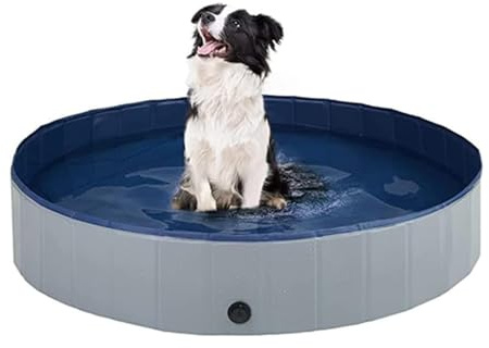 Piscina Plegable para Perros Gatos Bañera Portátil para Mascotas Plegable PVC Antideslizante y Resistente (120CM Gris)