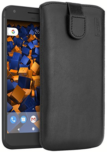 mumbi Echt Ledertasche kompatibel mit Google Pixel XL Hülle Leder Tasche Case Wallet, schwarz