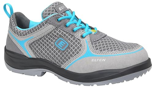 ELTEN Sicherheitsschuhe MILA aqua Low ESD S1, Damen, Textil, Stahlkappe, leicht, sportlich, Grau/Türkis, Größe: 42