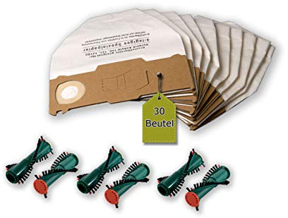 36 pièces Kit filtre pour Vorwerk Kobold VK 130, VK 131, SC : 30 sacs aspirateur + 6 Brosses rondes et 340, EB 350, EB 351 (3 paires) de evendix®