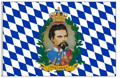 Bayerische Flagge Fahne mit dem Porträt vom König Hissflagge 60 x 90 cm mit 2 Ösen