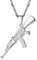 PROSTEEL Herren Halskette AK47 Armee Gewehr Anhänger Edelstahl Herren Jungen Rock Stil Modeschmuck mit 60cm Singapurkette, Silber