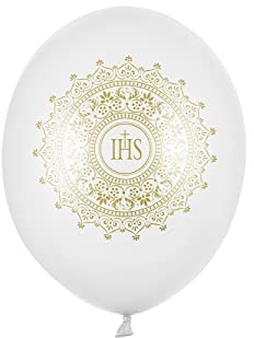 Luftballons IHS 30cm 6er Set mit Aufdruck Latex Taufe Kommunion Ballondeko Partyballons Deko