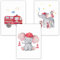 Pandawal Kinderzimmer Bilder Babyzimmer Deko Junge und Mädchen Grau Feuerwehrauto/Elefant/Mäuse 3er Poster Set (T1) Kinder Wandbilder DIN A4 Baby Kinderposter Wasserfarbe