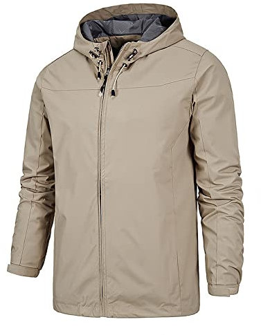 Hommes Veste à Capuche Sweat-Shirt Respirant Confortable Survêtement Haut Imperméable & Coupe-Vent Manteau Hiver Zip Up Hoodies-Kaki-XL