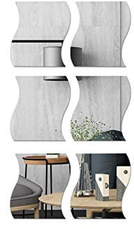 Yeyll Espejo reflectante con forma de ondas, 6 piezas, decoración creativa de superficie para manualidades, espejo de cristal acrílico 3D, adhesivo para pared, sala de estar, dormitorio, techo