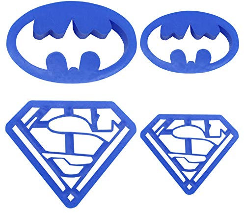 Maijia Juego de 4 cortadores de galletas Superhero Superman Batman, cortador de galletas, cortador de fondant