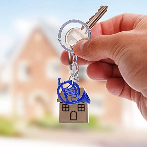 Schlüsselring hängen Anhänger Schlüsselbund Blau Waldhorn Schöne Schlüsselanhänger Musikinstrument Schlüsselring Handwerk Ornamente für Taschenring Telefon Charme(Blue French Horn Keychain)