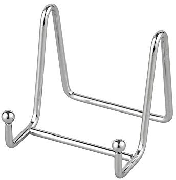 Staffelei Teller Ständer Aufsteller Halter - 1 Stück Eisen Metall Tellerständer Tellerhalter - Dekoteller Halterung - Bilderrahmen Ständer - Bildaufsteller - Staffelei für Bücher - Silber - 7,6 cm