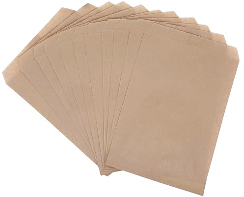 Quotidian Fettdichte Butterbrottüten 15,2x22,9 cm, 100 Stück | Fettdichtes Pergamentpapier braun für Gebäck, Snacks, Süßigkeiten (passend für A5 · 6x9 Zoll)