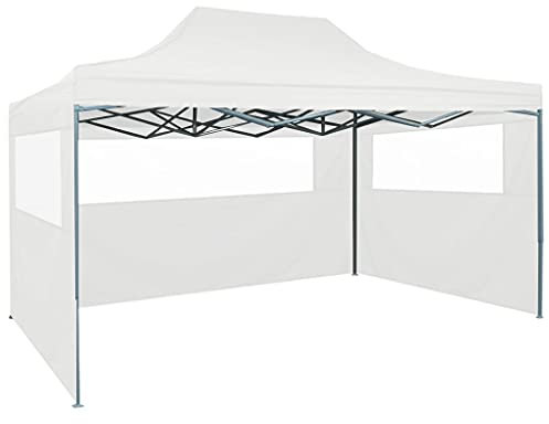 丨 丨Profi-Partyzelt Faltbar mit 3 Seitenwänden,Faltpavillon, Pavillon, wasserdicht gartenpavillon, festzelt partyzelt hochklappbare Gazebo Festival 3 x 4,5 m Weiß