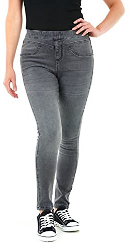 M17 Women Ladies Denim Jeans Jeggings Sculpt Pull On Skinny Fit Casual Cotton Trousers Pants with Pockets (10, Grey)