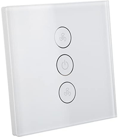Interruptor de ventilador inteligente, panel táctil de vidrio templado, interruptor de ventilador WiFi, regulador de intensidad compatible con el hogar, IFTTT, Tuya, control por voz, 110-240 V (blanco