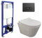 Pack Inodoro Suspendido Rimless + Cisterna Empotrada y Pulsador | Inodoro Fondo Reducido y Asiento Extrafino | Wc Suspendido GIN (Wc Suspendido + Cisterna Empotrada + Pulsador Negro)
